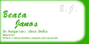 beata janos business card